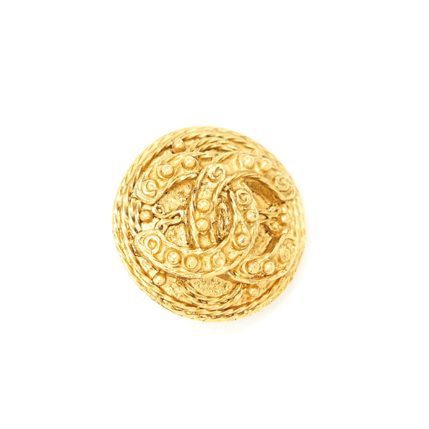 Chanel   Round CC Logo Earclips 24K Plated GHW