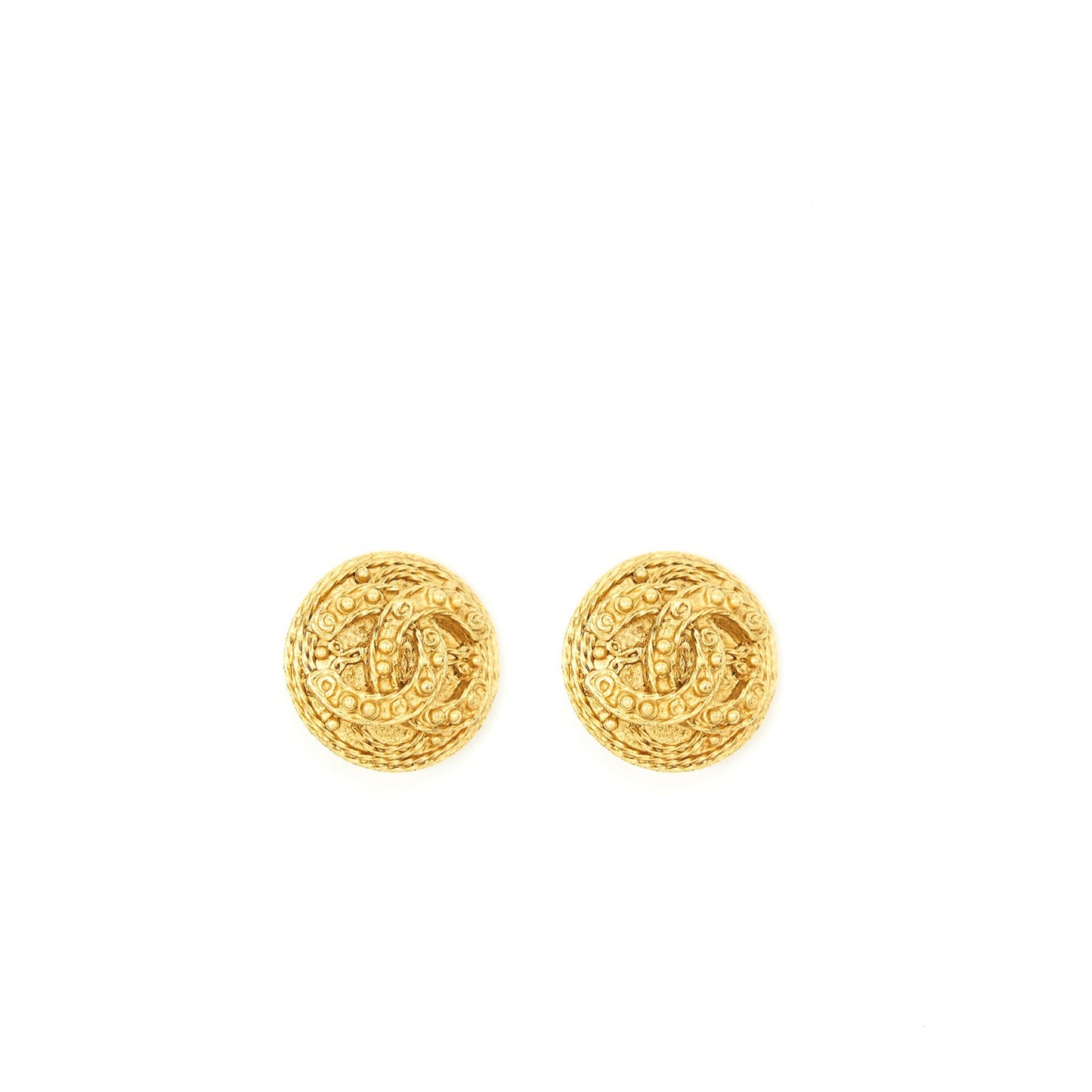 Chanel   Round CC Logo Earclips 24K Plated GHW