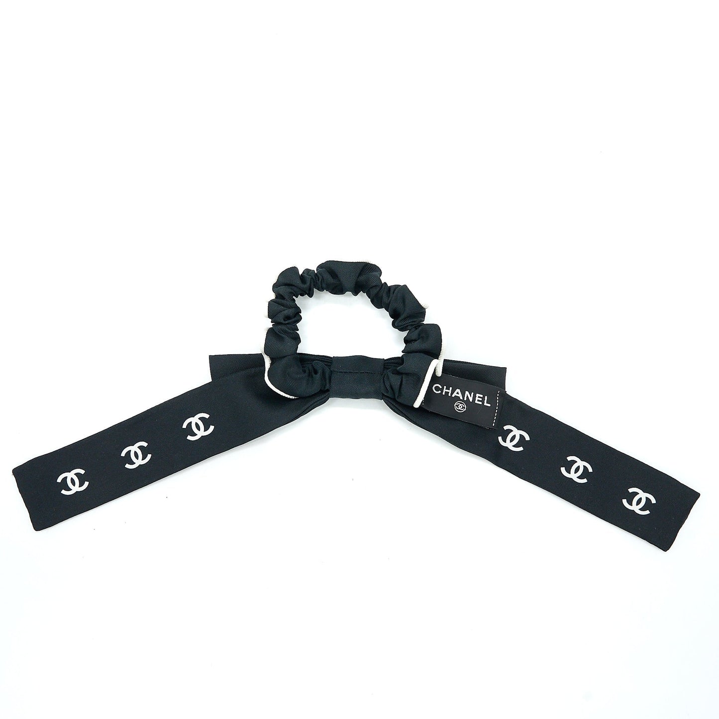 Chanel 23P Hair Tie Letter/CC Logo Fabric Black/White