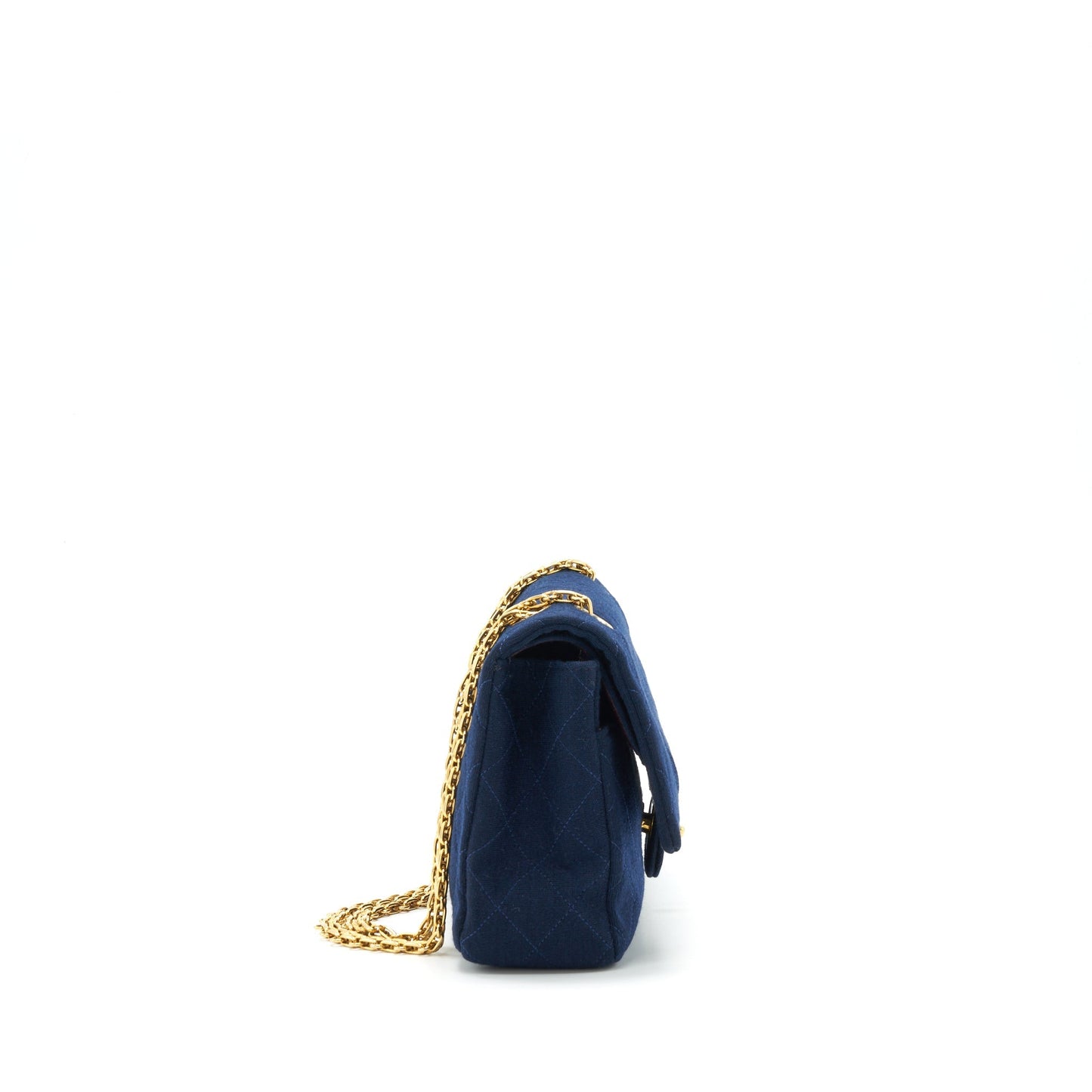 Chanel   Medium Classic Double Flap Bag Fabric Navy GHW