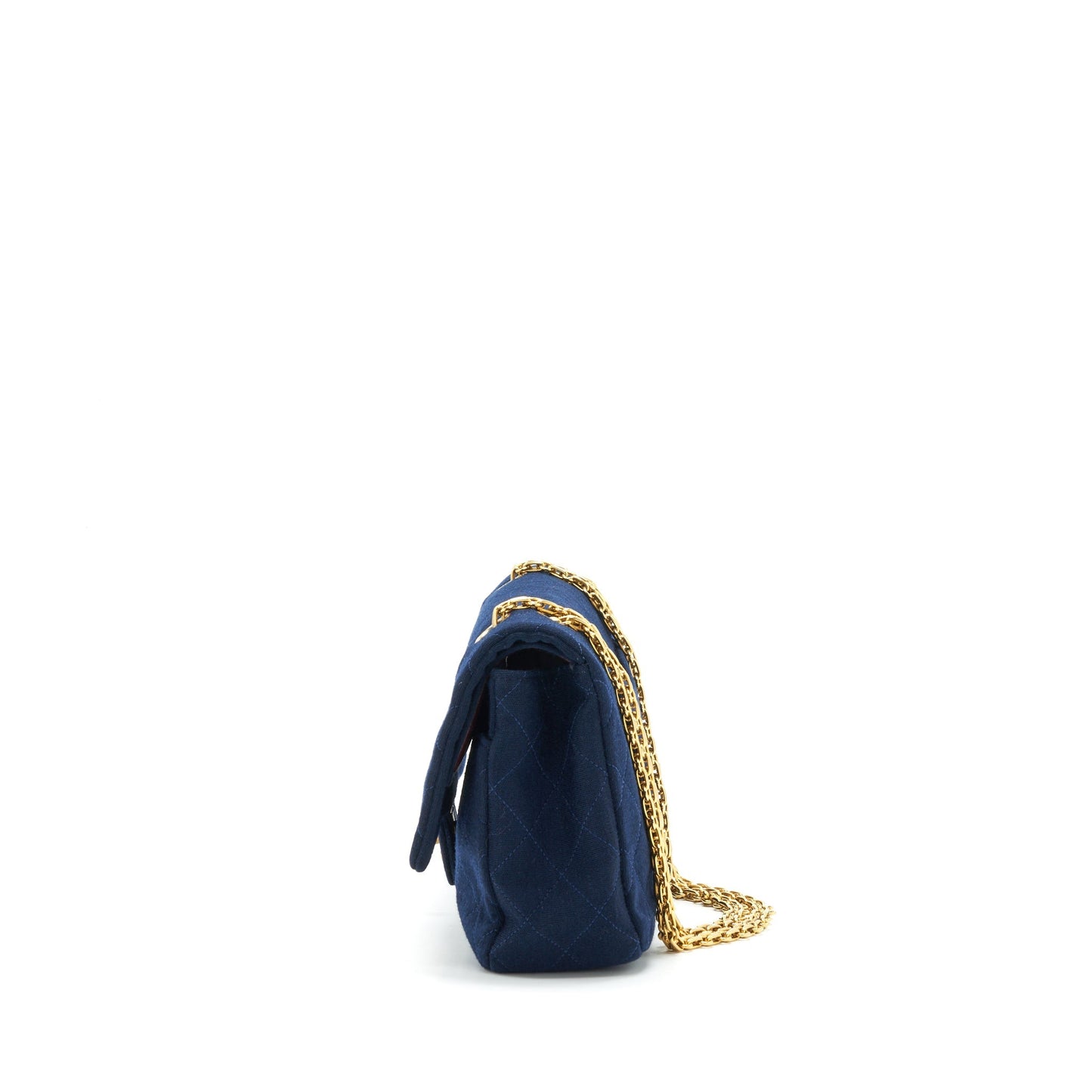 Chanel   Medium Classic Double Flap Bag Fabric Navy GHW