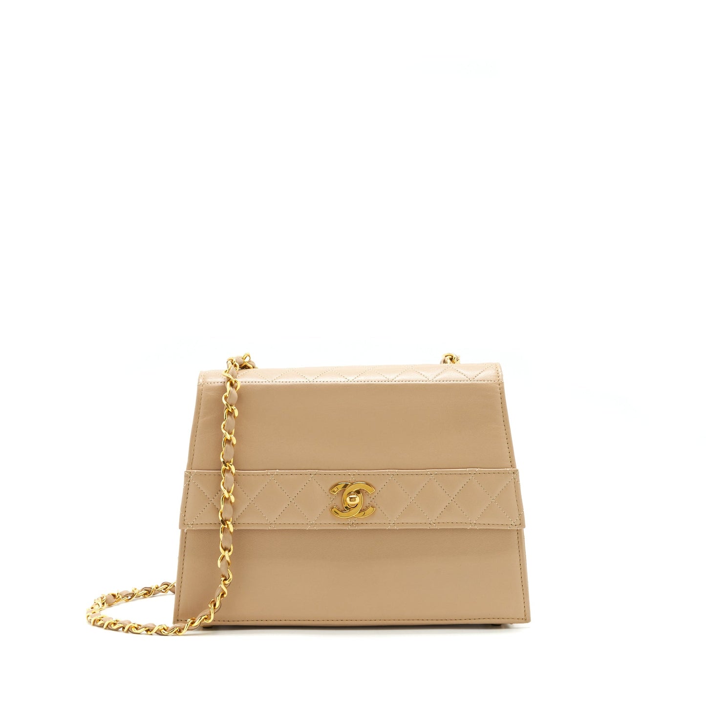 Chanel   Single Flap Bag Cross body Lambskin Beige GHW
