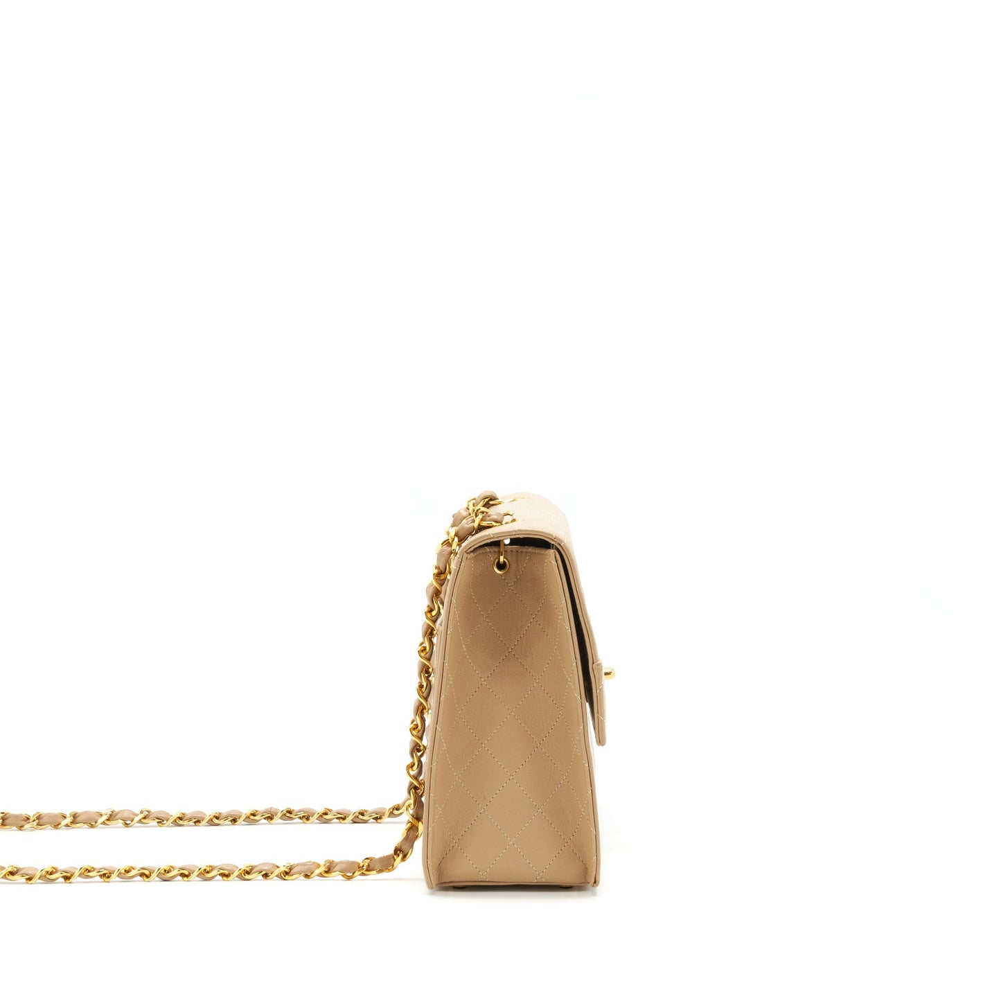 Chanel   Single Flap Bag Cross body Lambskin Beige GHW