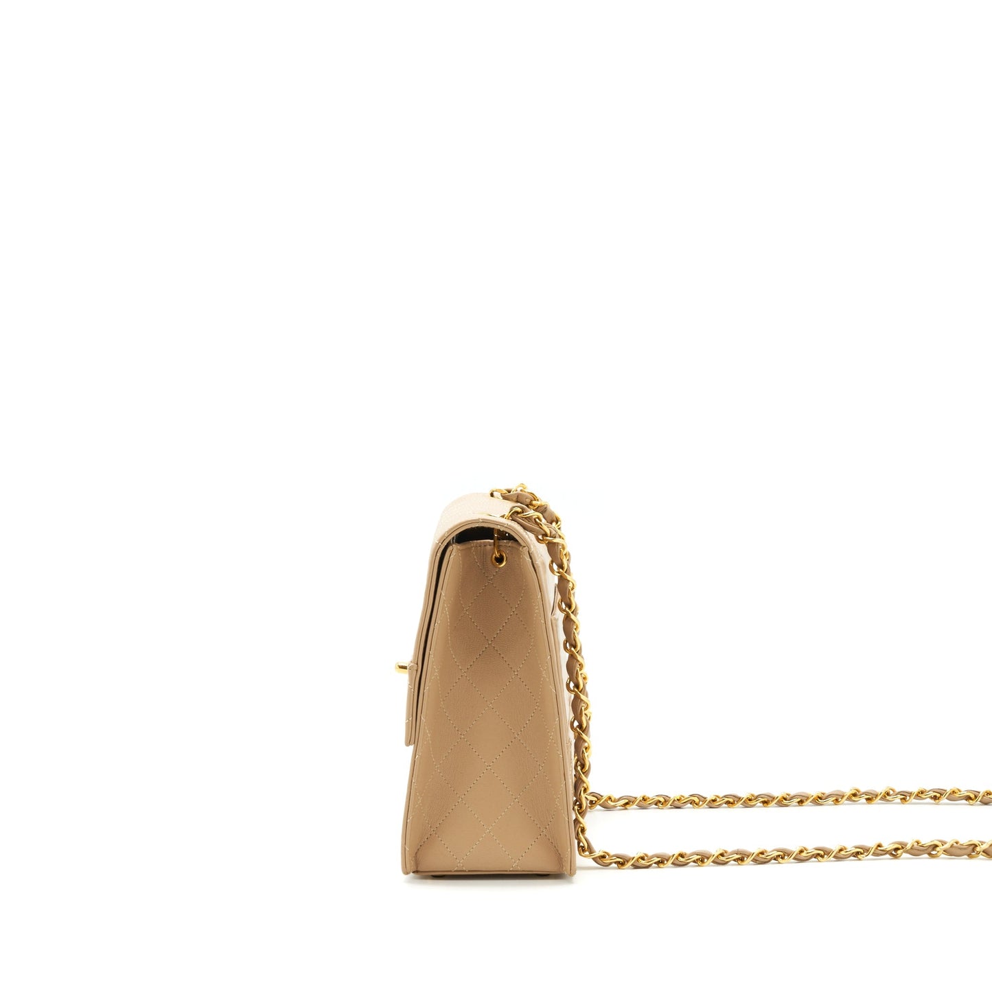 Chanel   Single Flap Bag Cross body Lambskin Beige GHW