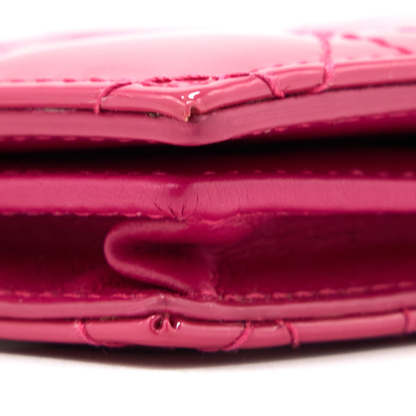 Dior Flap Card Holder Patent Calfskin Pink