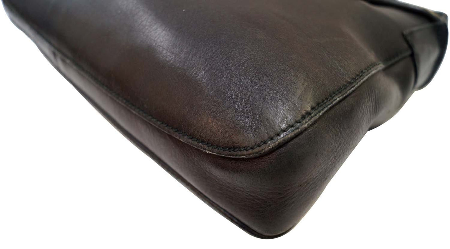 GUCCI Black Leather Horsebit Shoulder Bag 101975