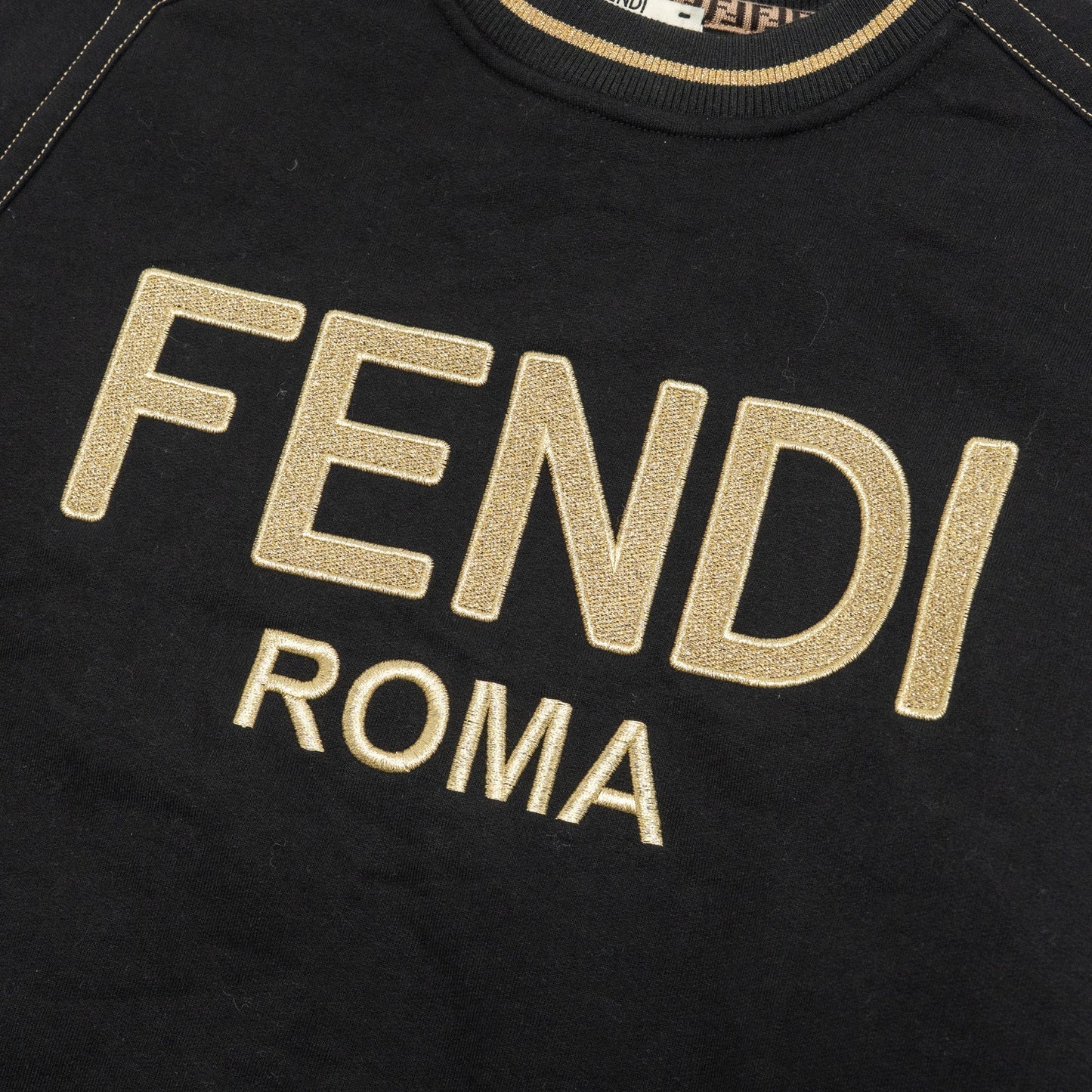 Fendi Size S Fendi Roma Sweatshirt with Ribbon Cotton Black/Gold