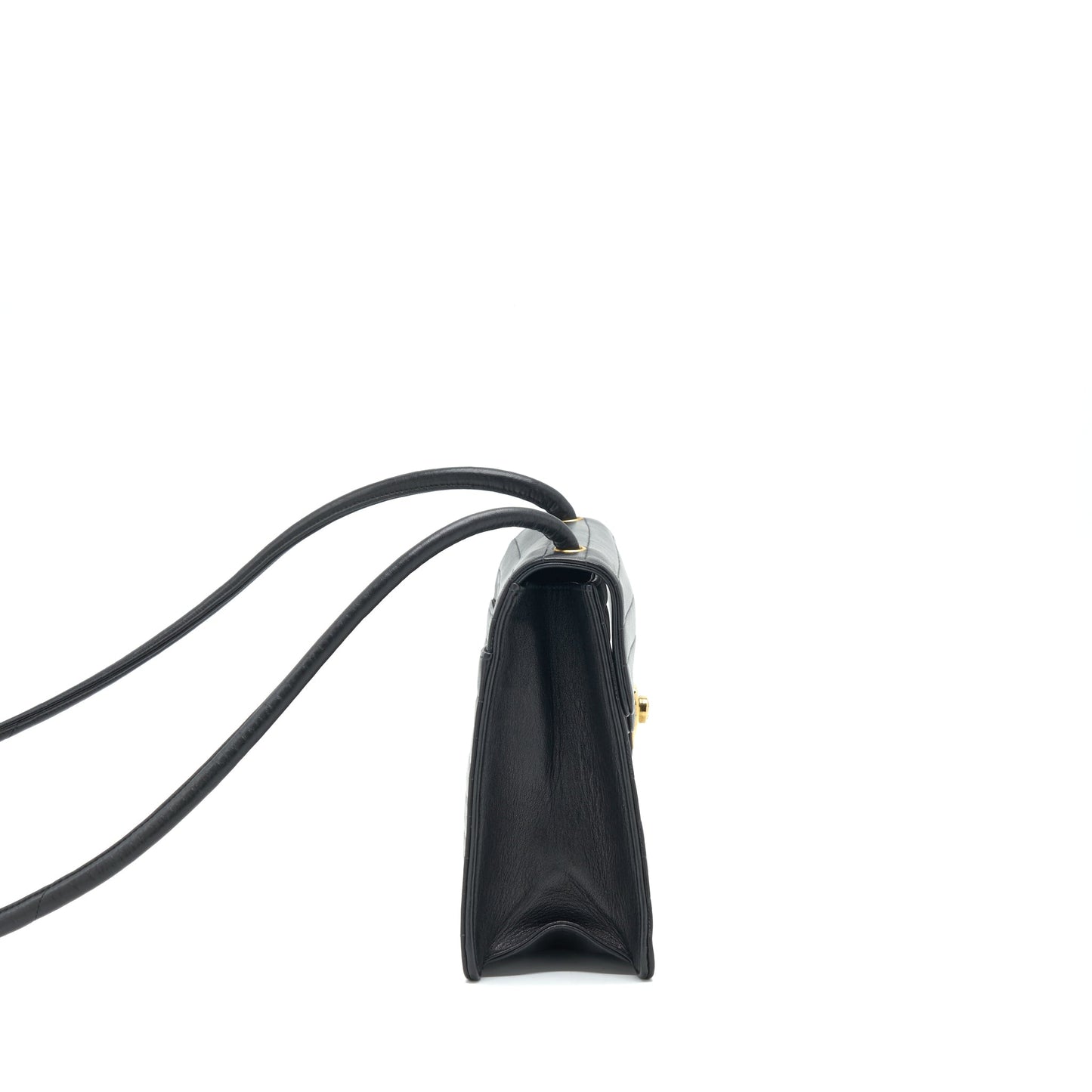 Chanel   Kelly Flap Bag With Long Strap Black 24k GHW