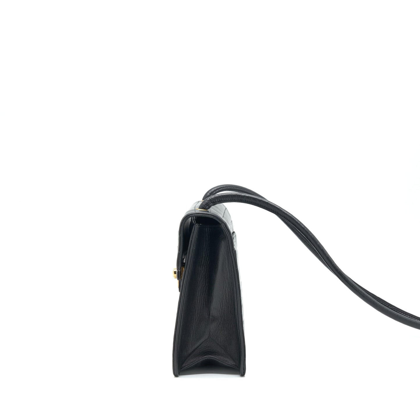 Chanel   Kelly Flap Bag With Long Strap Black 24k GHW