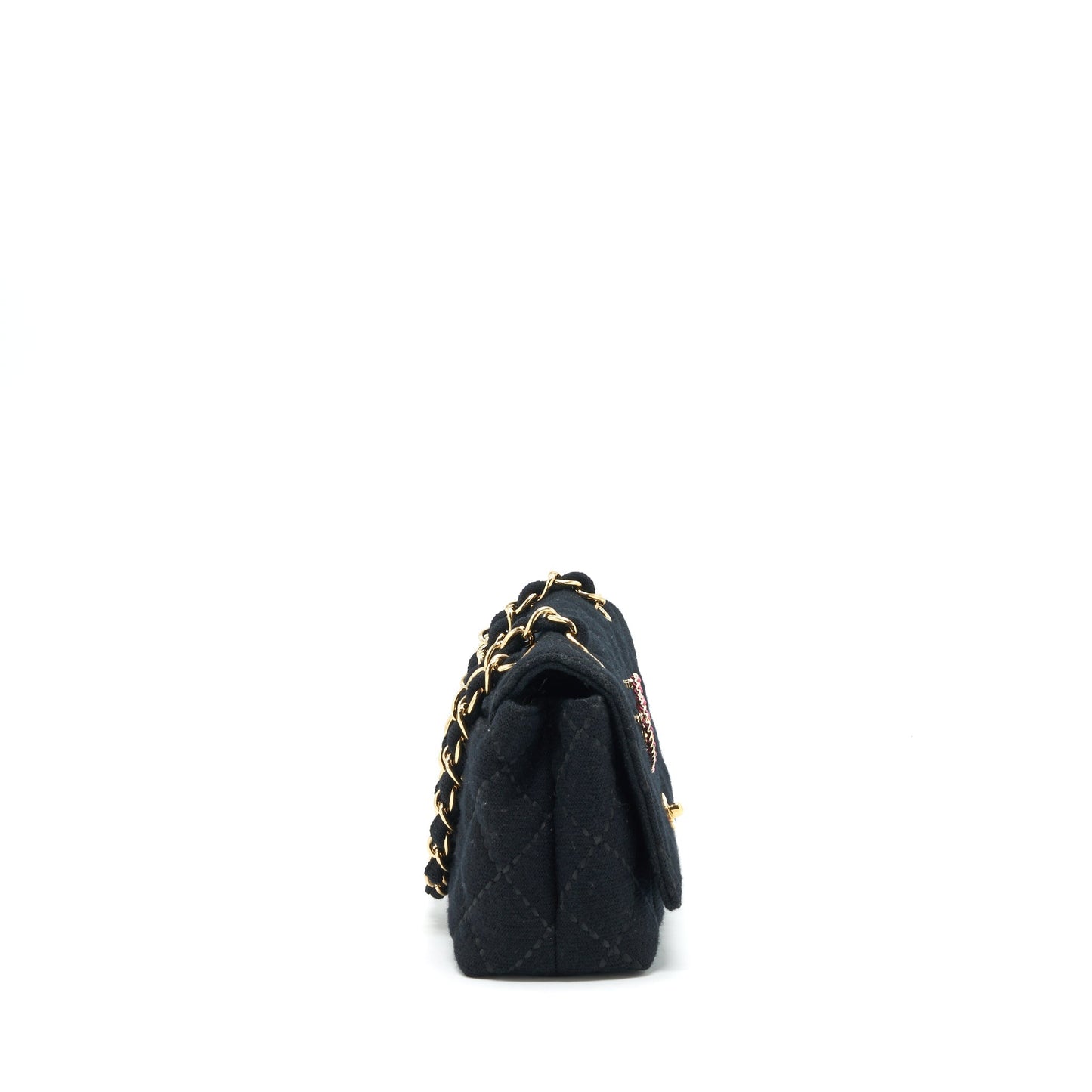 Chanel   Shoulder Bag fabric Black GHW With An Extra Bag Charm