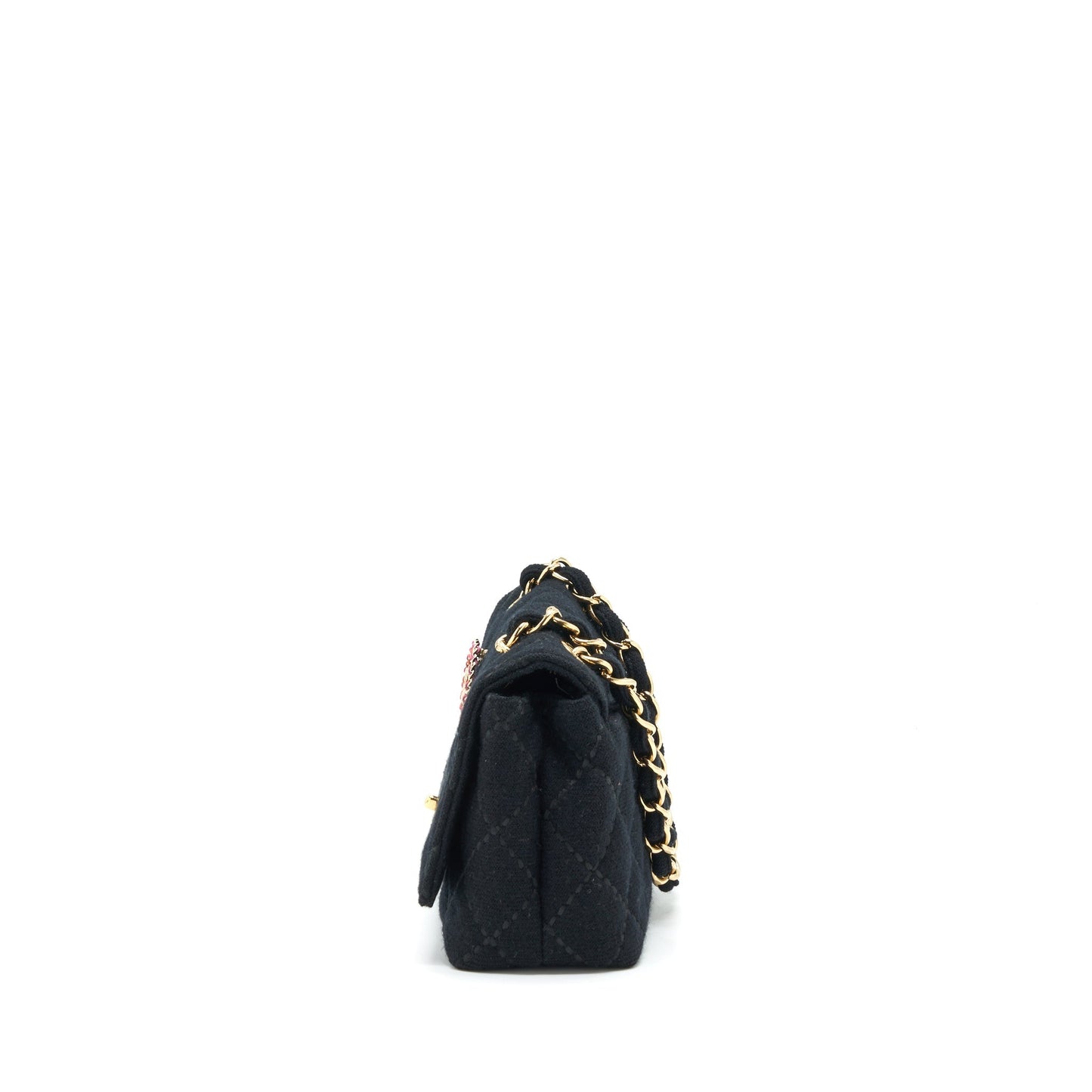 Chanel   Shoulder Bag fabric Black GHW With An Extra Bag Charm