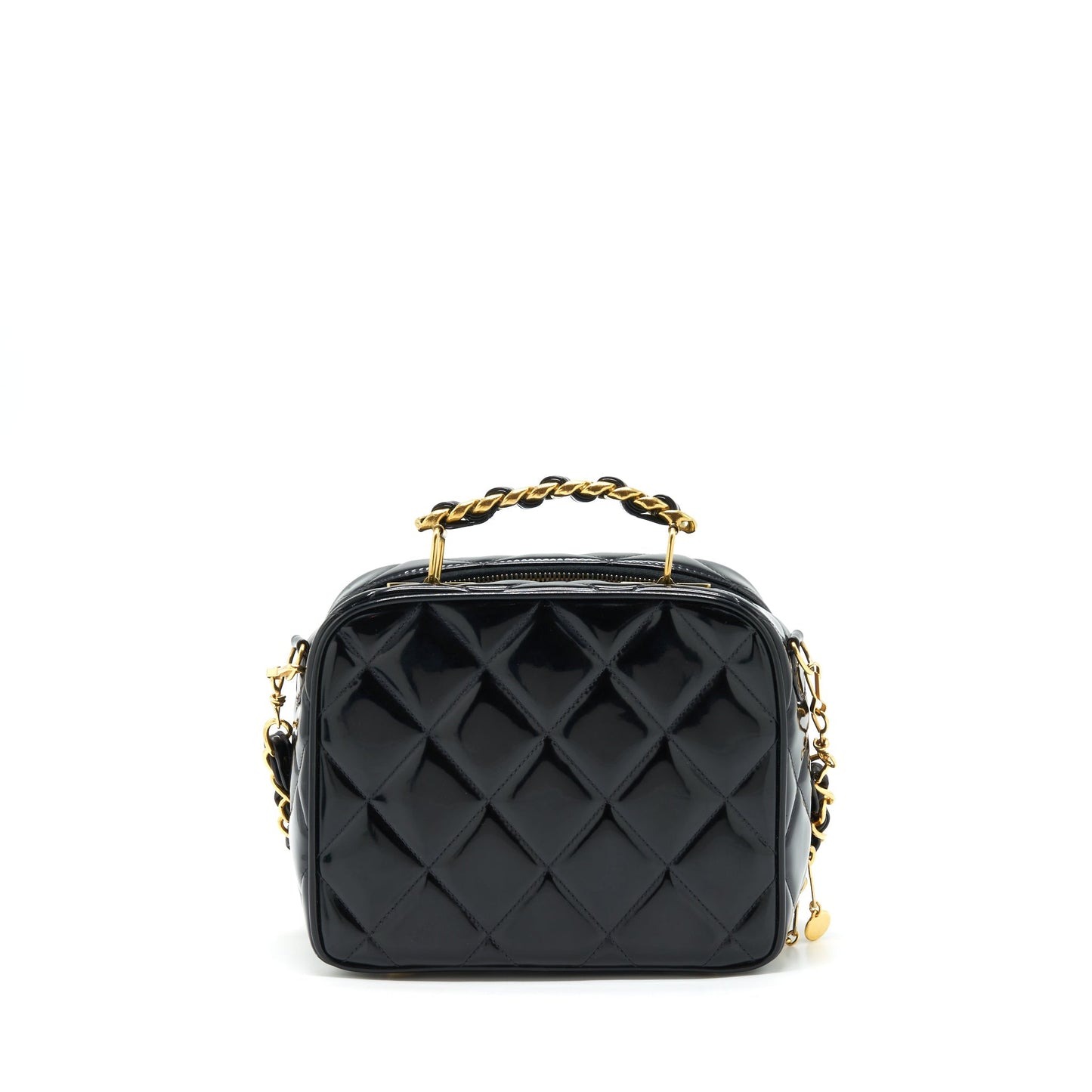 Chanel   Top Handle Vanity Case Patent Black GHW