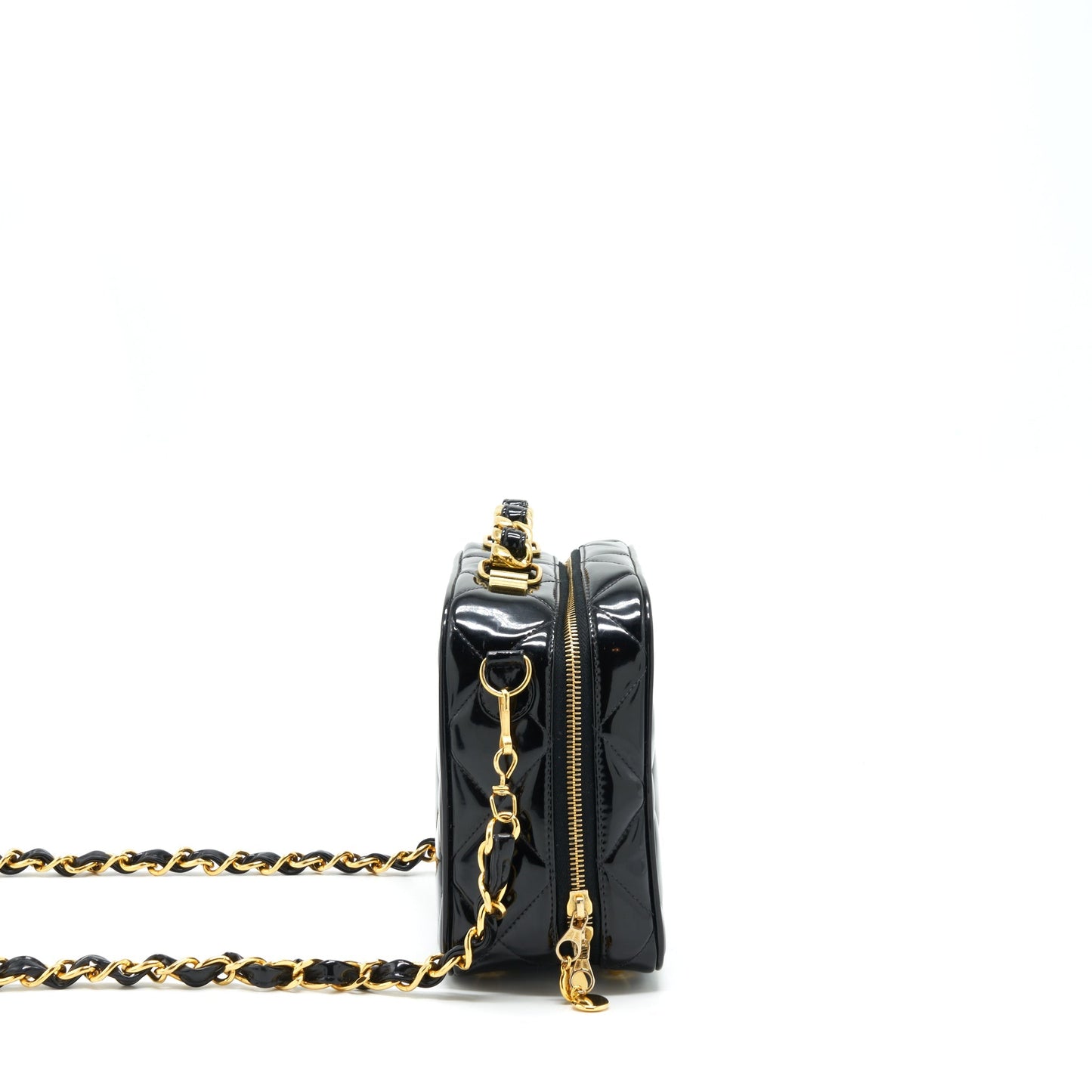 Chanel   Top Handle Vanity Case Patent Black GHW