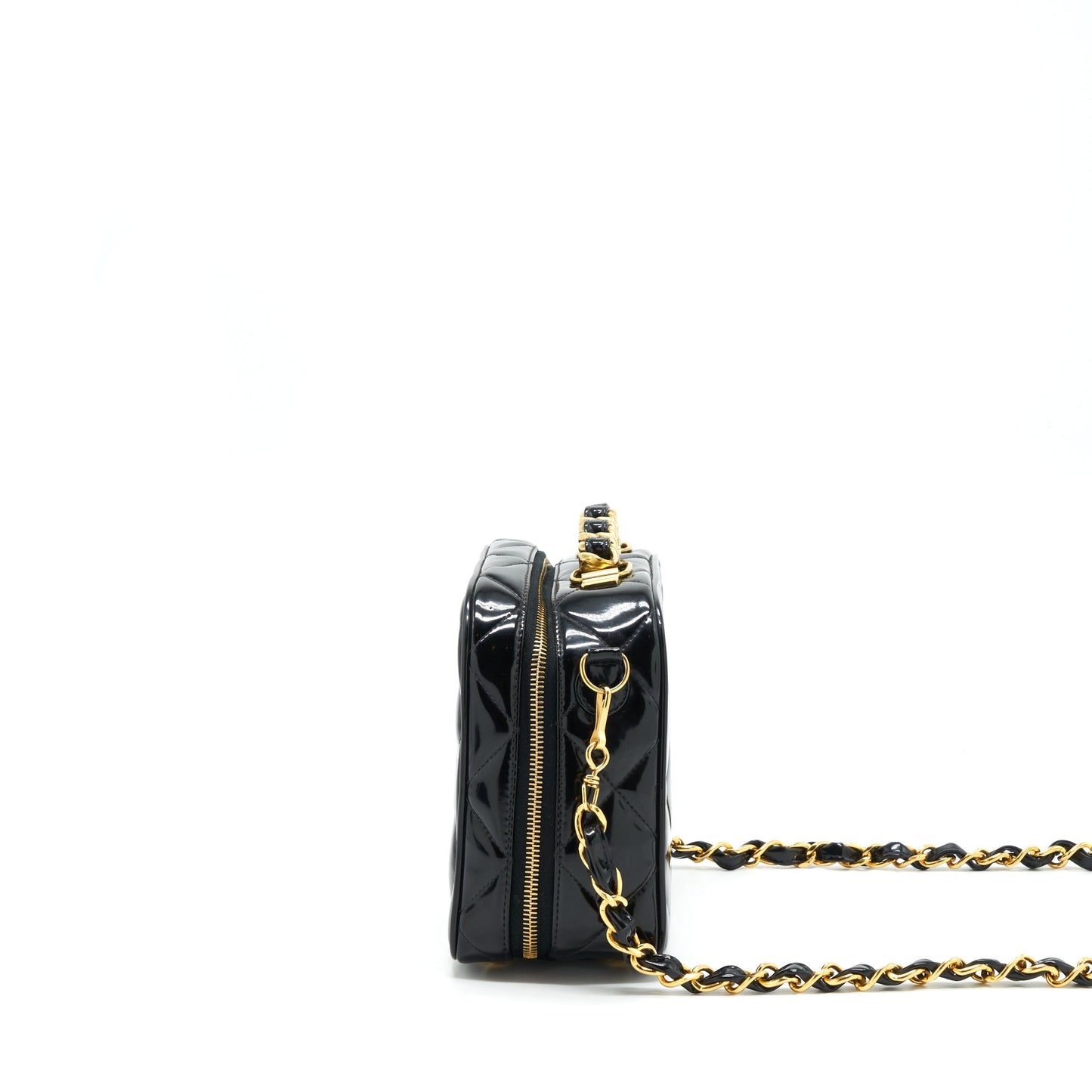 Chanel   Top Handle Vanity Case Patent Black GHW