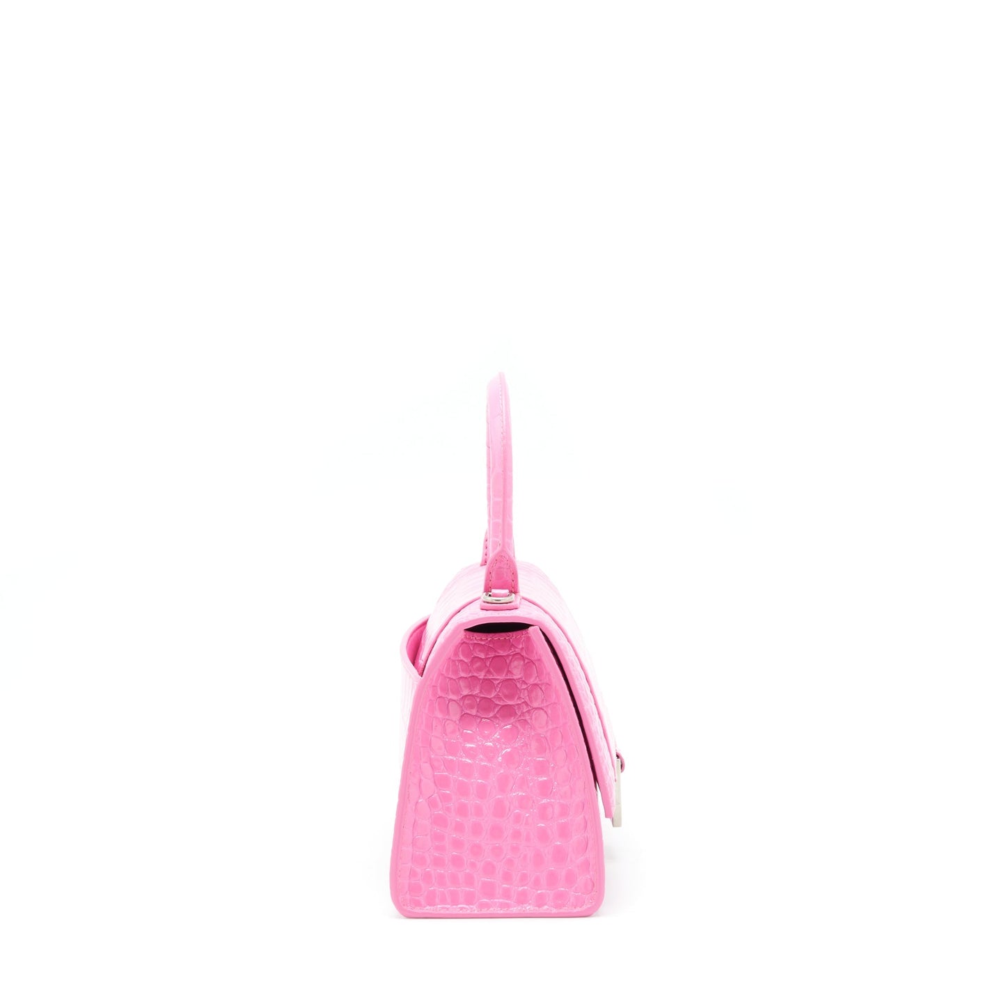 Balenciaga Hourglass Crocodile-Embossed Pink