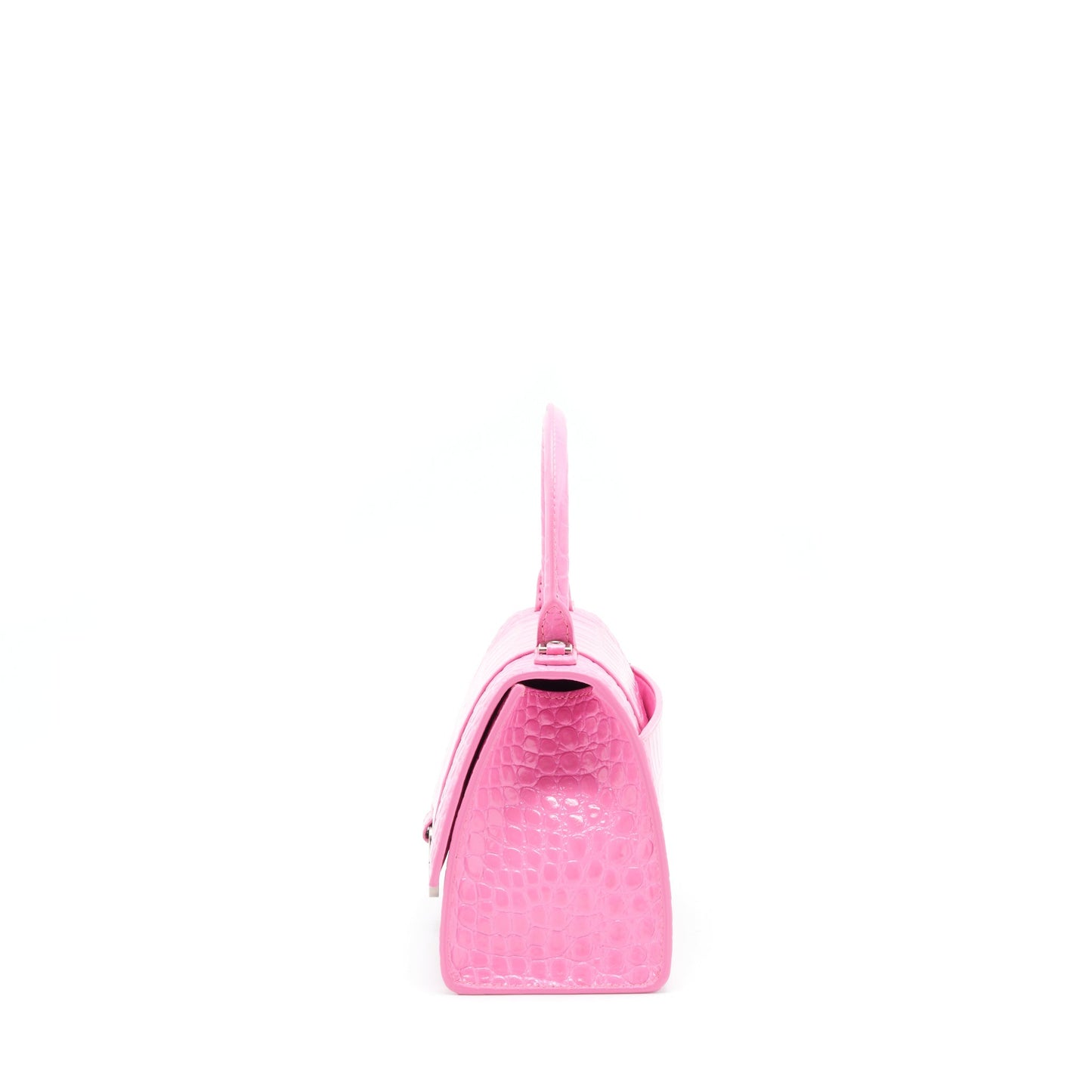 Balenciaga Hourglass Crocodile-Embossed Pink