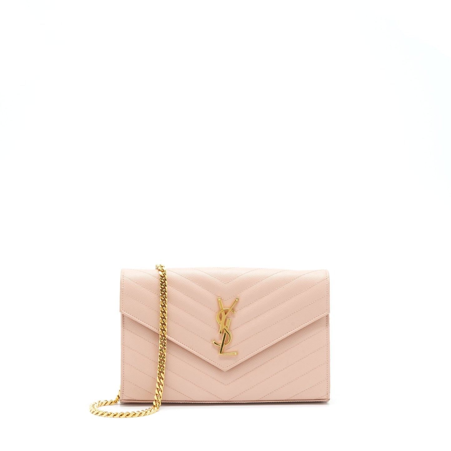 Saint Laurent/ Cassandre Matelasse Chain Wallet Grained Calfskin Pale Blush