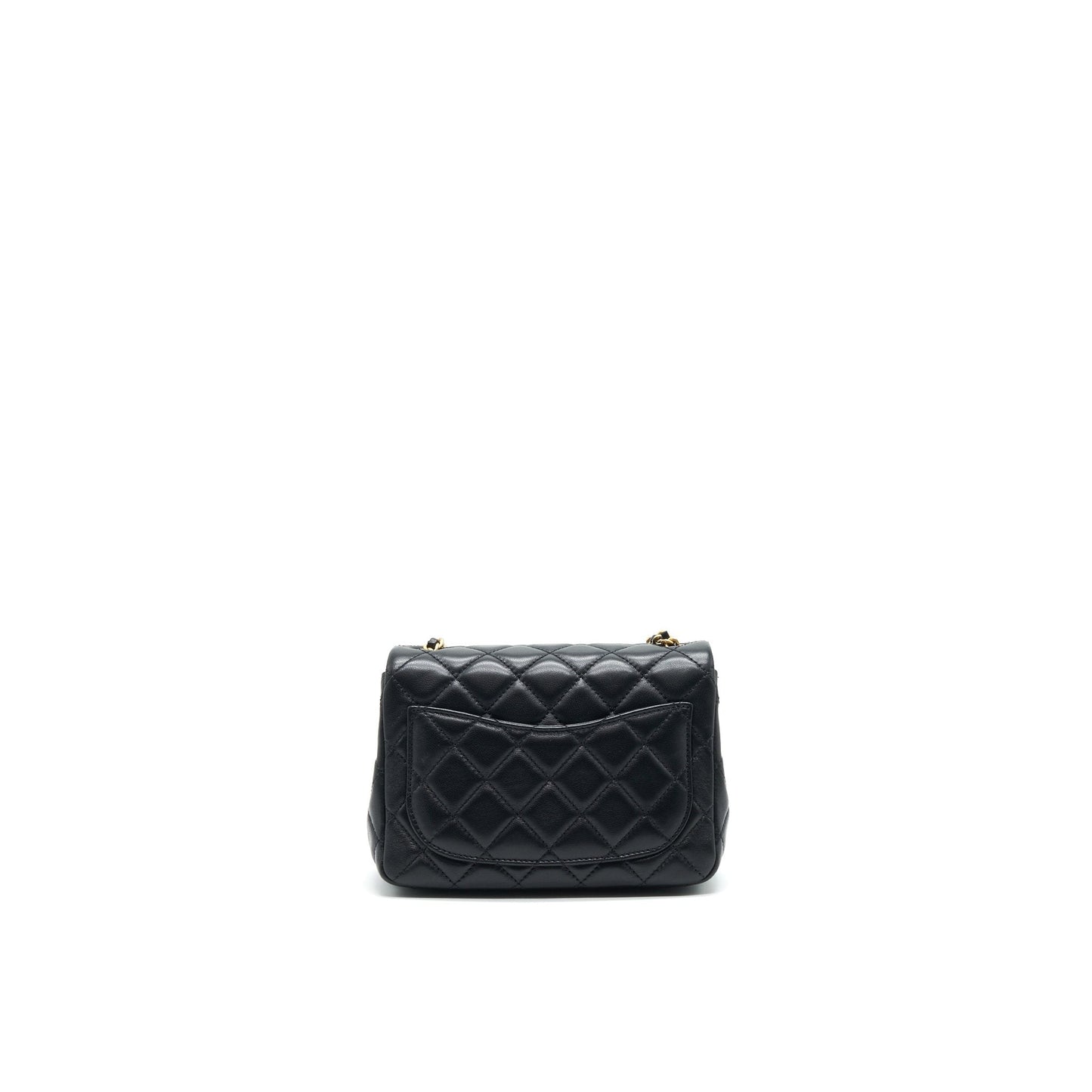 Chanel 22C Pearl Crush Mini Square Rectangular Flap Bag Black GHW?Microchip)