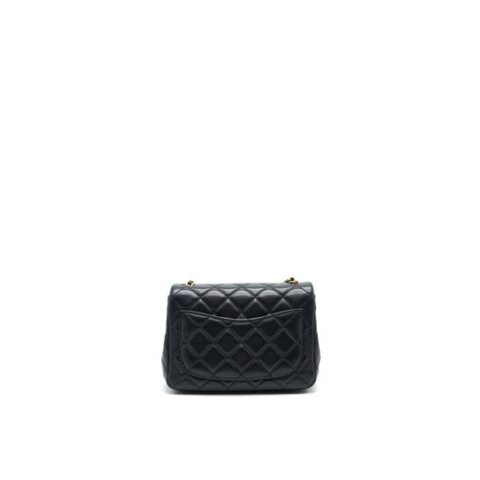 Chanel 22C Pearl Crush Mini Square Rectangular Flap Bag Black GHW?Microchip)