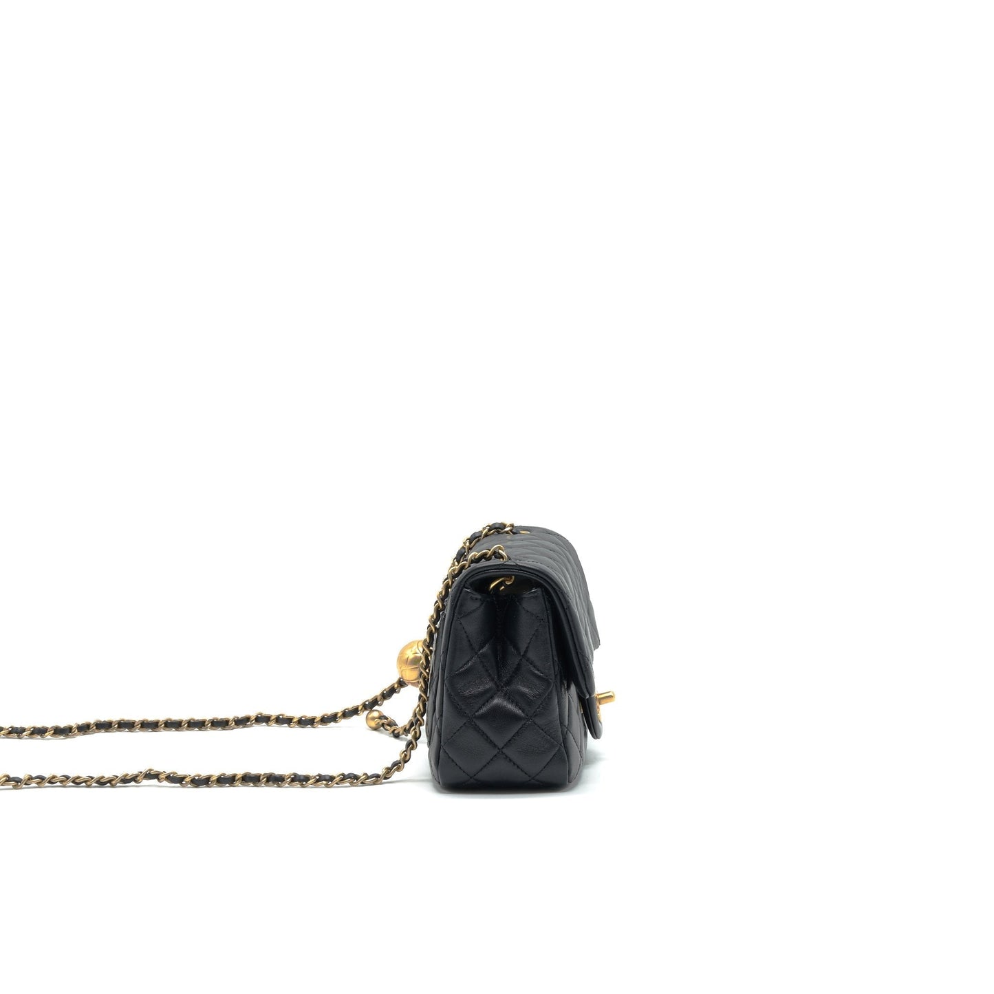 Chanel 22C Pearl Crush Mini Square Rectangular Flap Bag Black GHW?Microchip)
