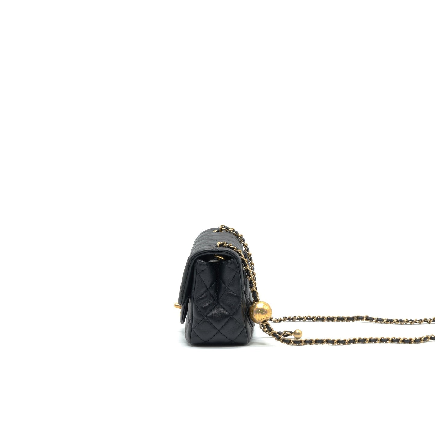 Chanel 22C Pearl Crush Mini Square Rectangular Flap Bag Black GHW?Microchip)