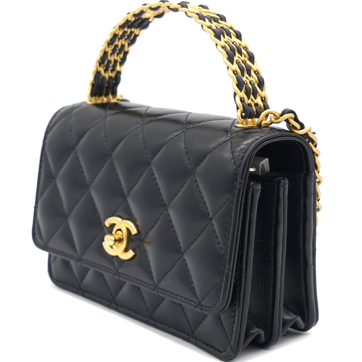Chanel 23P Top Handle Wallet on Chain Black