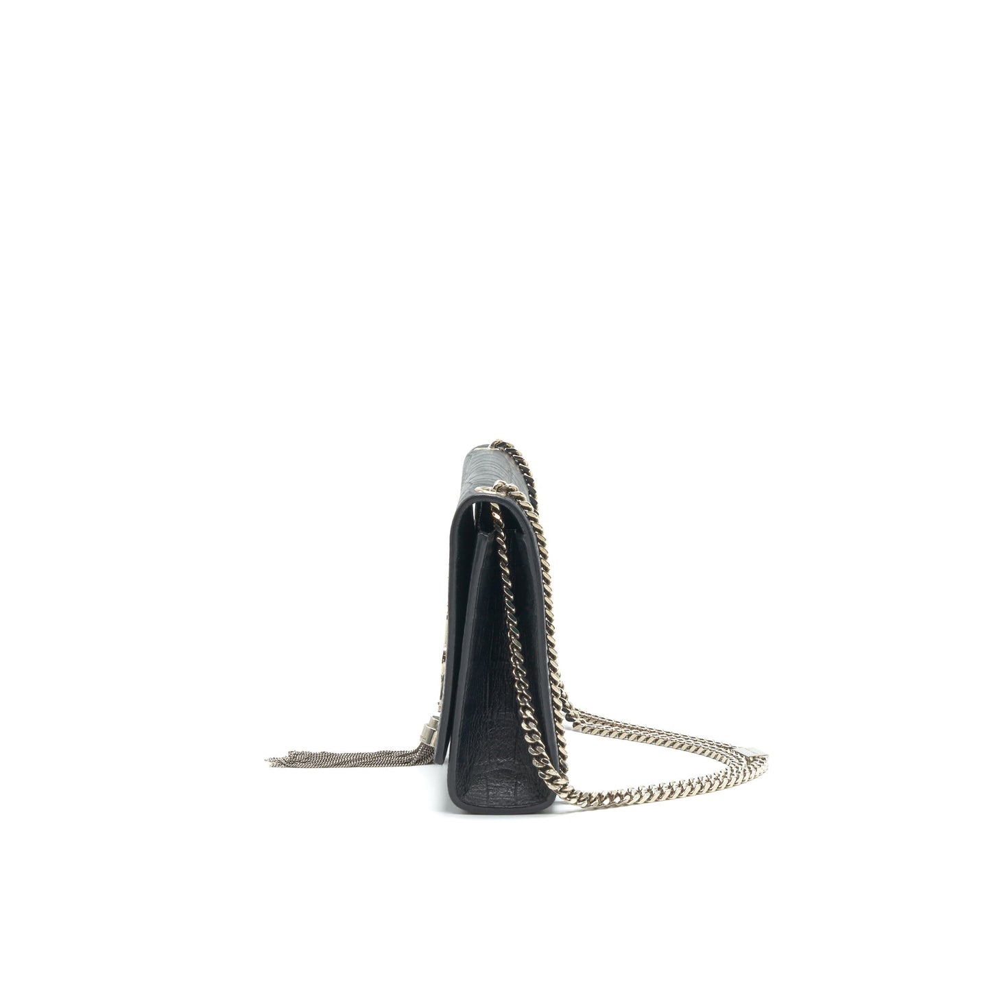 Saint Laurent Medium Kate with Tassel Crocodile-Embossed Calfskin Black