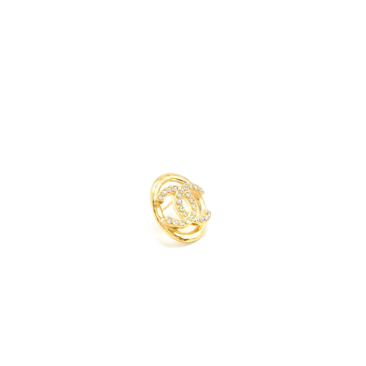 Chanel CC Logo Earring With Crystal Gold Tone