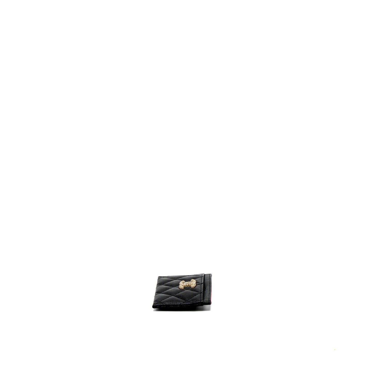 Chanel 23P Quilted CC Logo  Holder Caviar Black LGHW (Microchip)