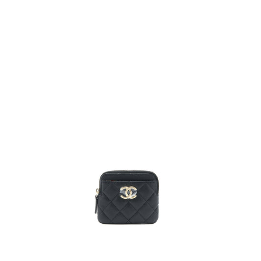 Chanel 23C Zipped Coin Purse Caviar Black LGHW (Microchip)