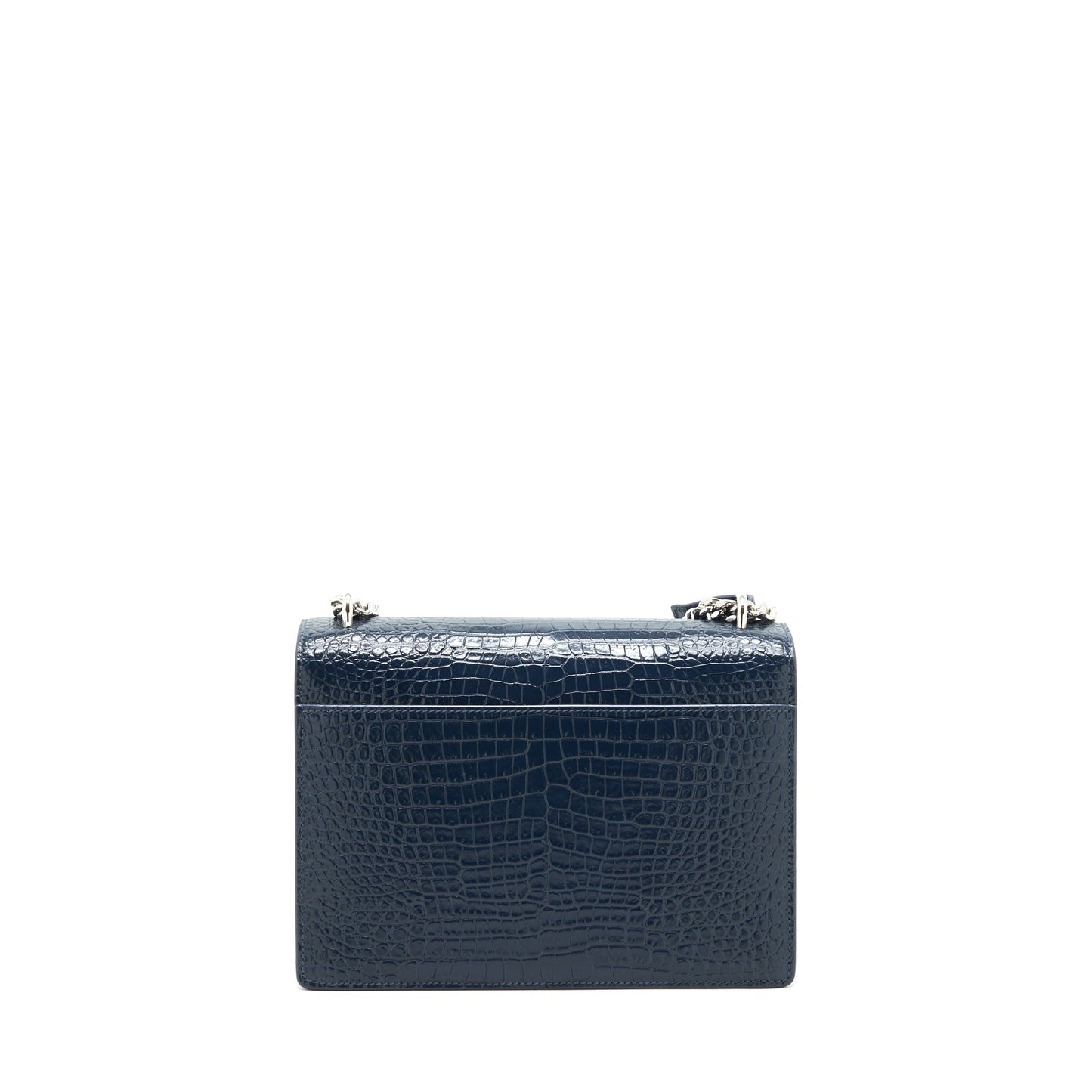 Saint Laurent Medium Sunset Purse Crocodile-Embossed calfskin dark blue