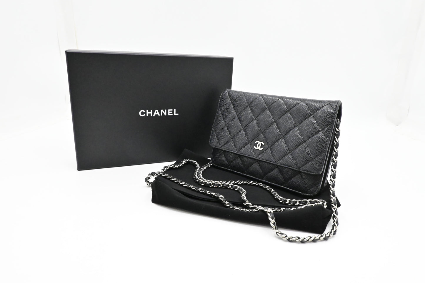 Chanel Wallet on Chain in Black MattelassÃ© Caviar Leather