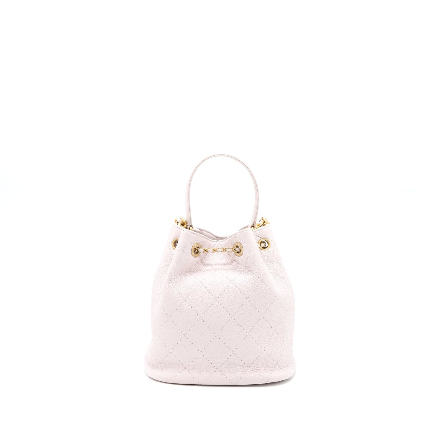 Chanel Drawstring Bucket Bag Lambskin Light Pink GHW