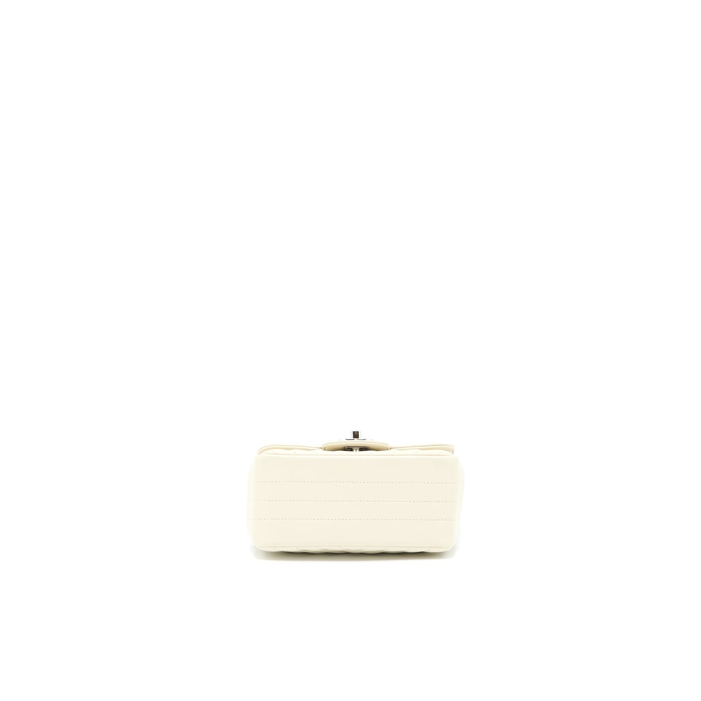 Chanel 21c Mini Square Flap Bag Chevron Lambskin Beige SHW