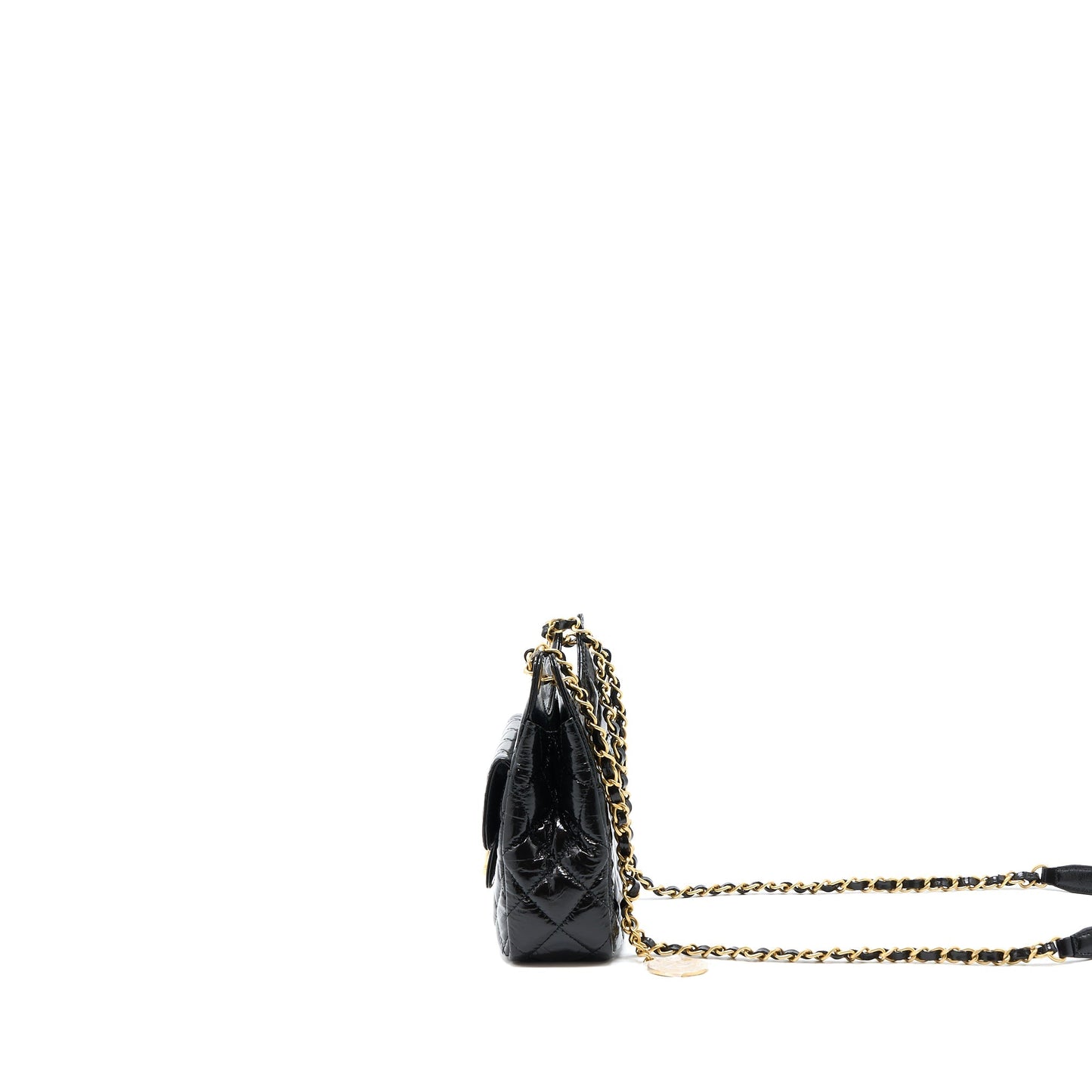 Chanel 23c Small Hobo Bag Shiny Calfskin Black Brushed GHW (Microchip)