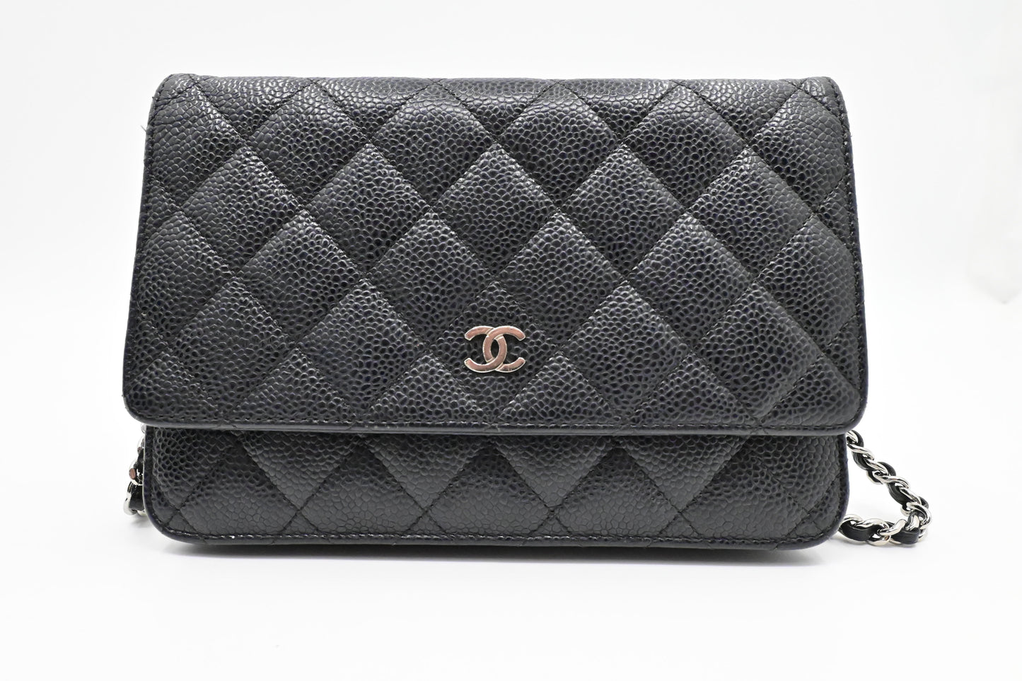 Chanel Wallet on Chain in Black MattelassÃ© Caviar Leather