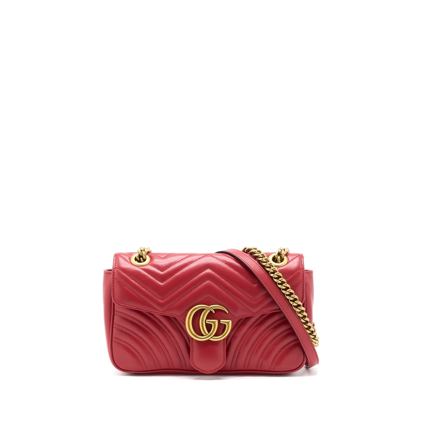 Gucci Small GG Marmont Matelasse Shoulder Bag Calfskin Red