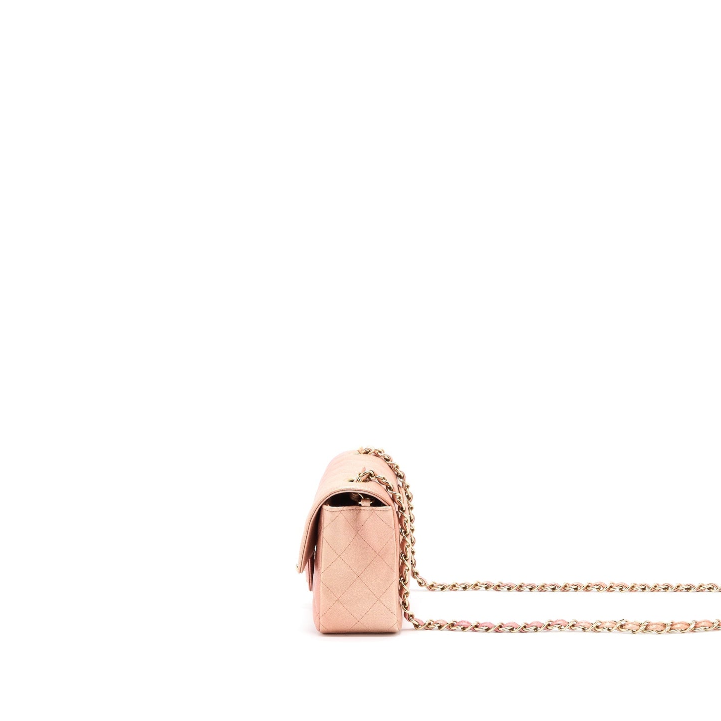 Chanel 21S Mini Rectangular Flap Bag Metallic Grained Lambskin Ombré Rose Gold LGHW