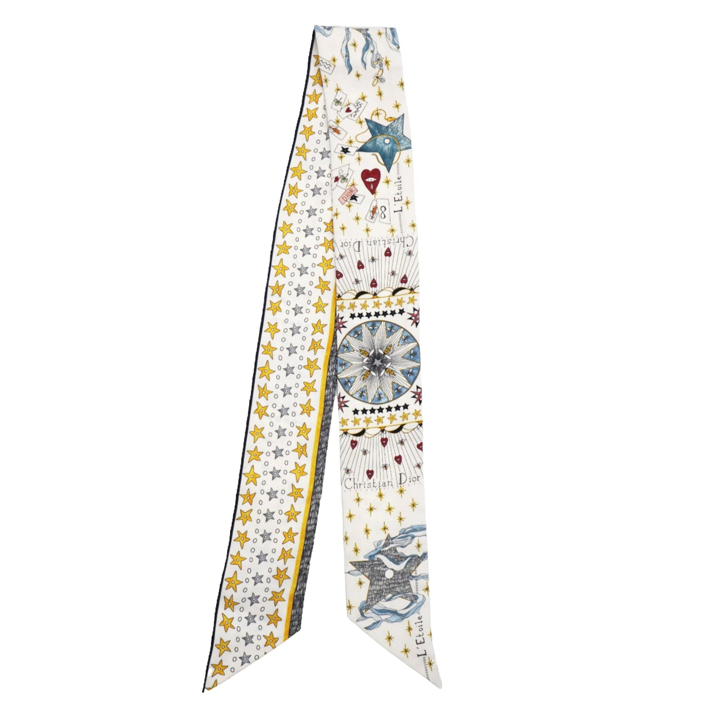 Dior White/Red Silk L'Etoile Tarot Mitzah Twilly Scarf
