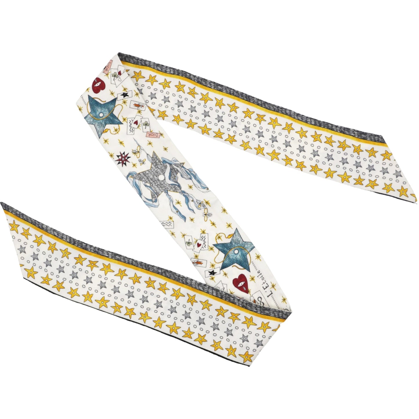 Dior White/Red Silk L'Etoile Tarot Mitzah Twilly Scarf