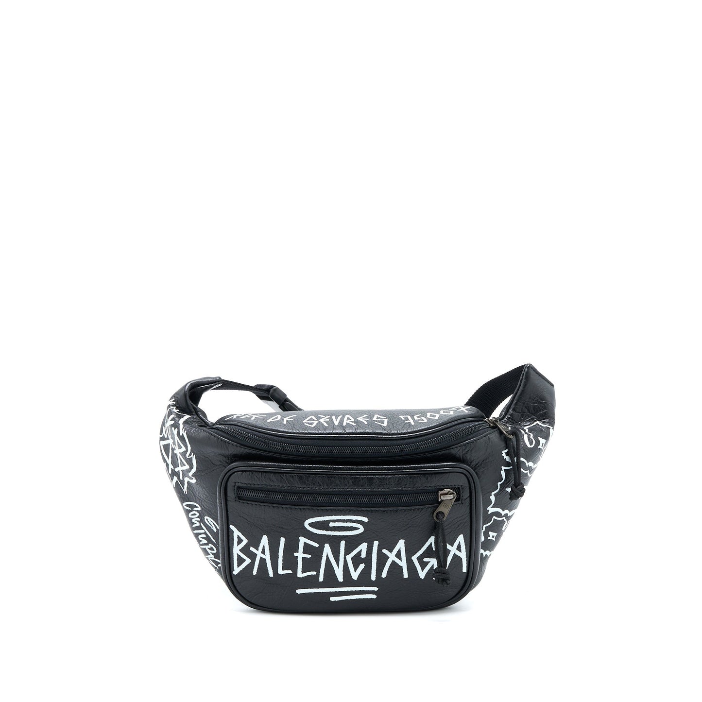 Balenciaga Graffiti Waist Purse Leather Black Ruthenium Hardware