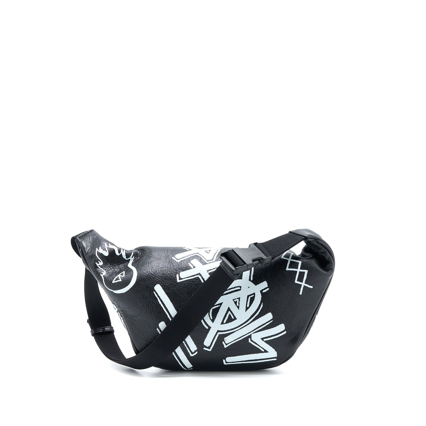 Balenciaga Graffiti Waist Purse Leather Black Ruthenium Hardware