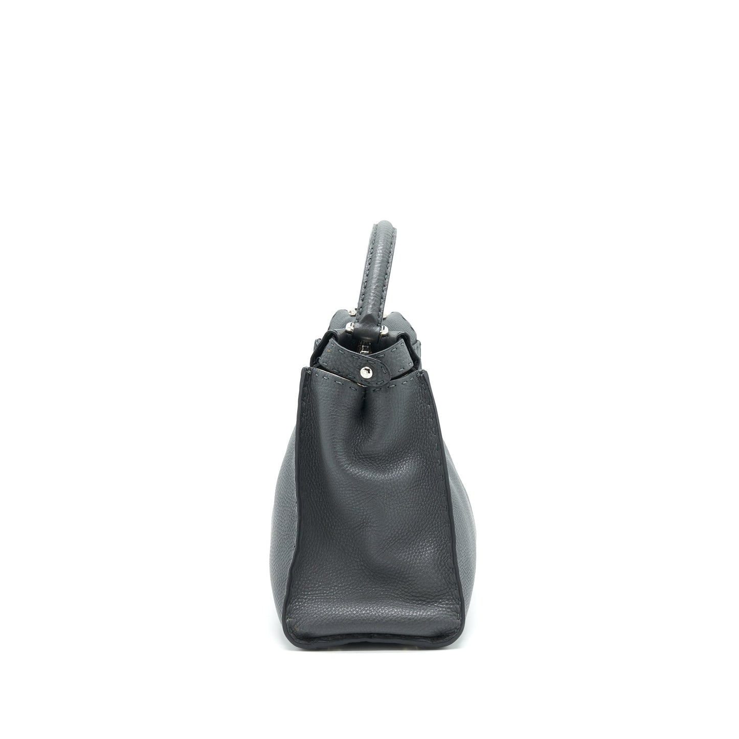 Fendi Grained Calfskin Medium Peekaboo Tote Purse Dark Grey