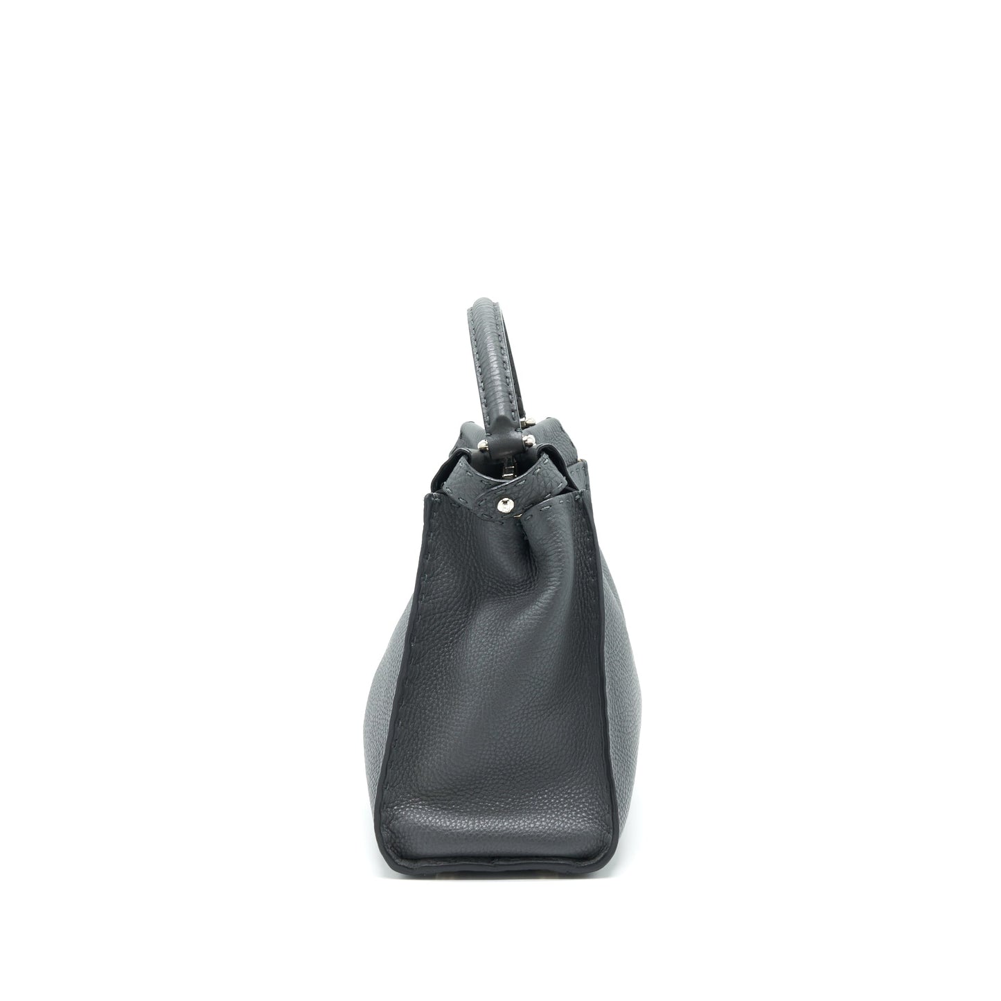 Fendi Grained Calfskin Medium Peekaboo Tote Purse Dark Grey