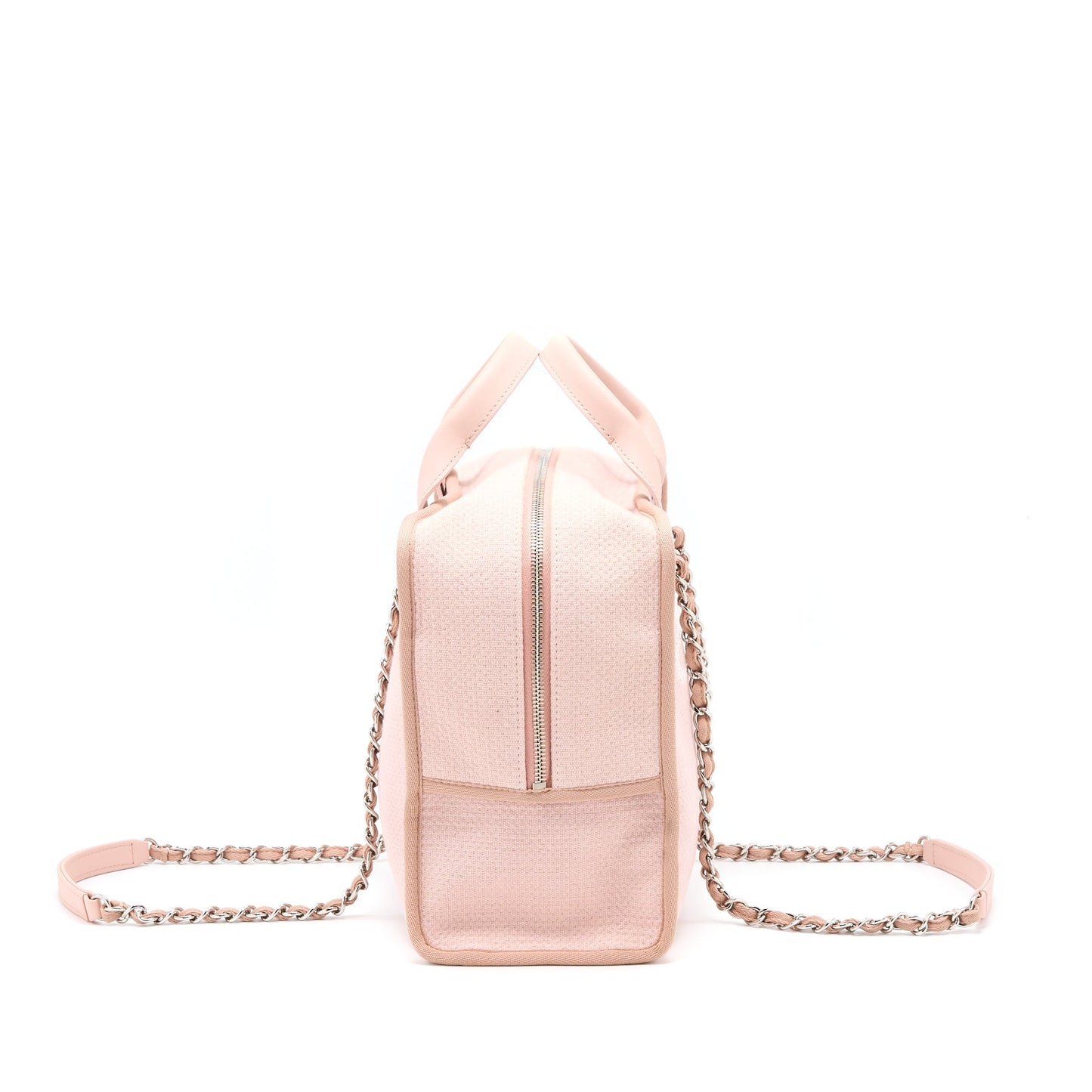 Chanel Deauville Bowling Bag Canvas/Leather Light Pink SHW