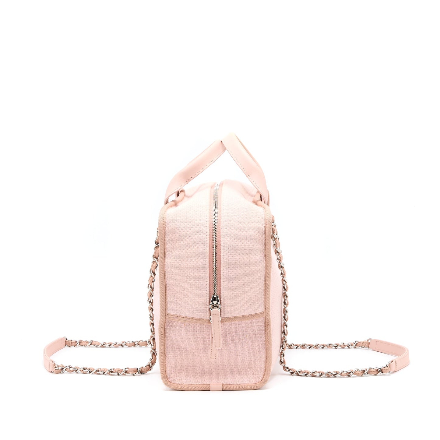 Chanel Deauville Bowling Bag Canvas/Leather Light Pink SHW
