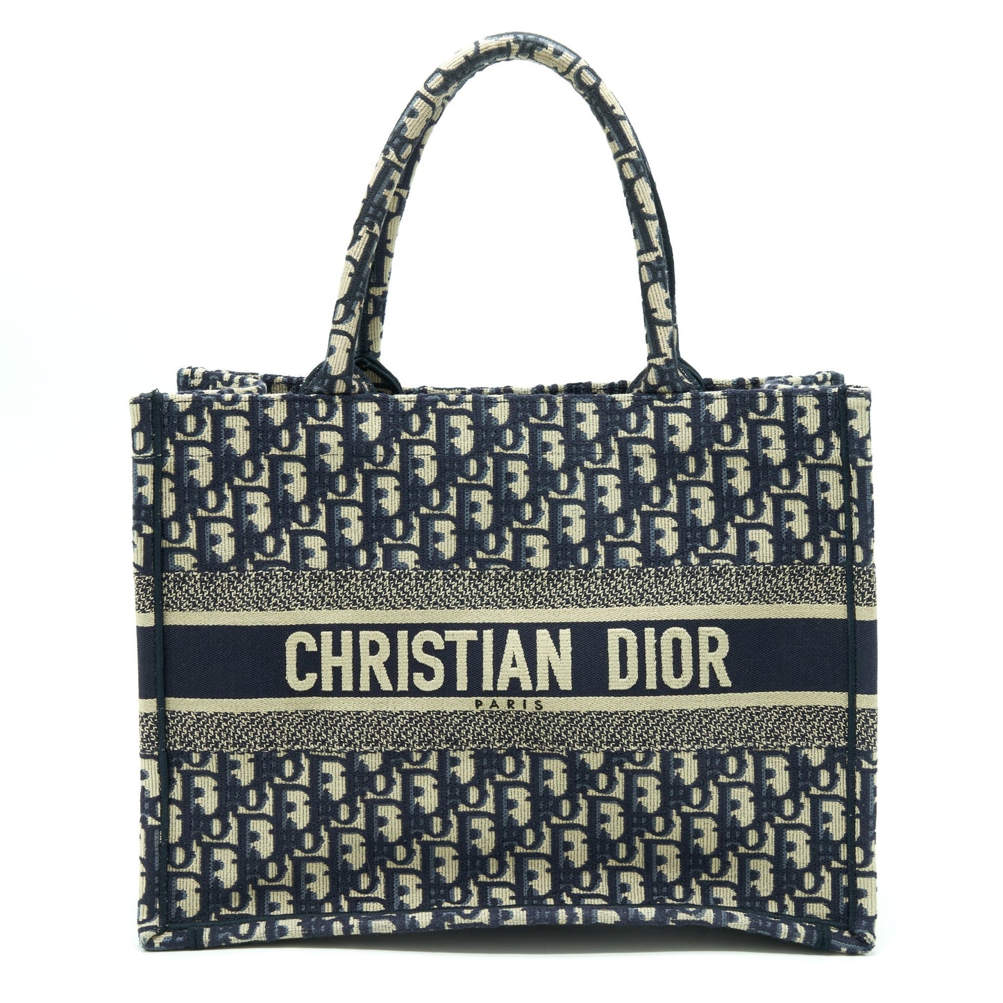 Dior Small Book Tote Purse Blue Oblique Jacquard