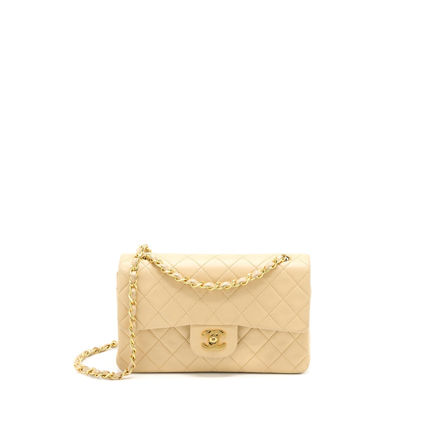 Chanel   Small Classic Double Flap Bag Lambskin Beige GHW