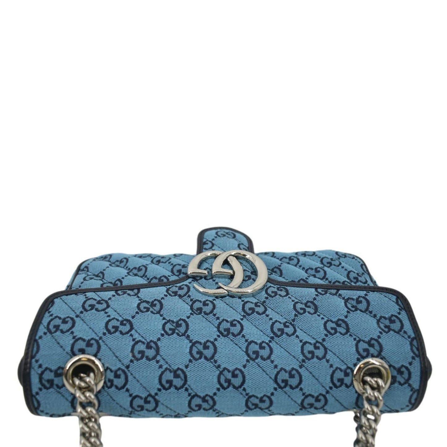 GUCCI GG Marmont Small Matelasse Canvas Shoulder Bag Blue 443497
