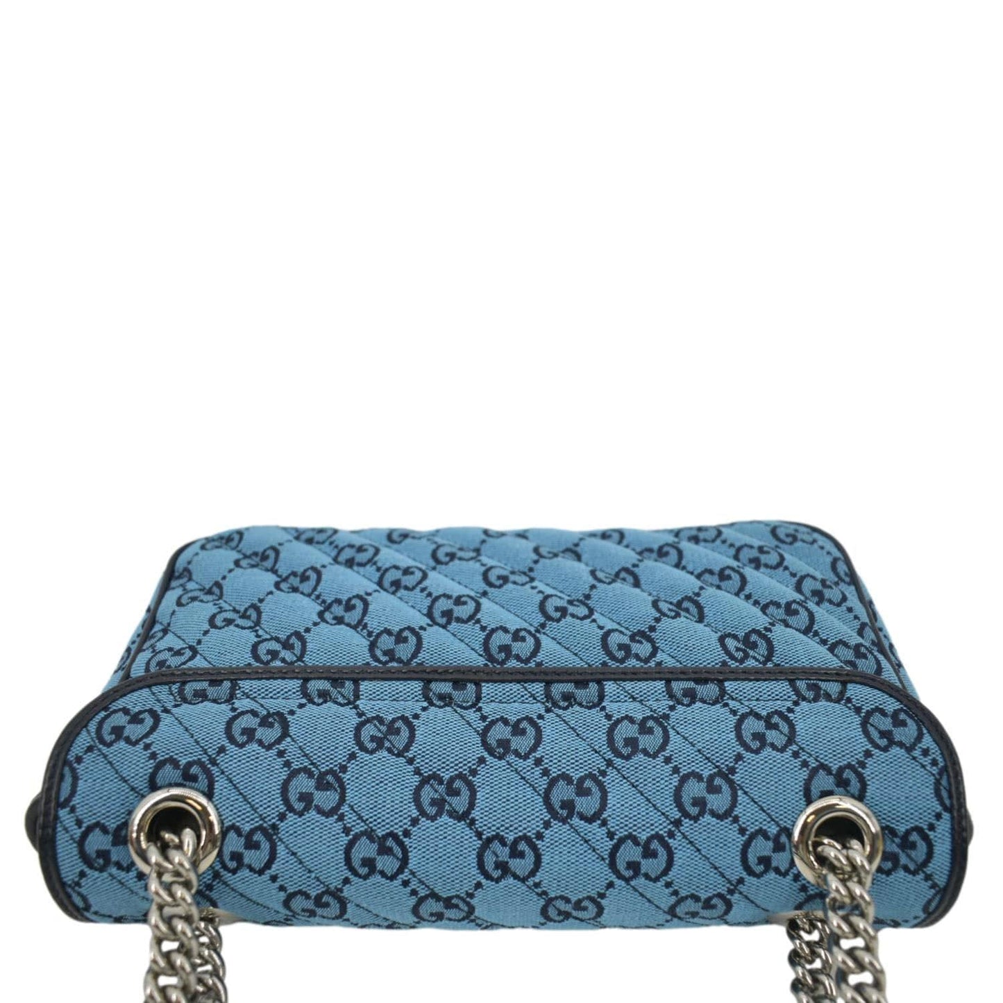 GUCCI GG Marmont Small Matelasse Canvas Shoulder Bag Blue 443497